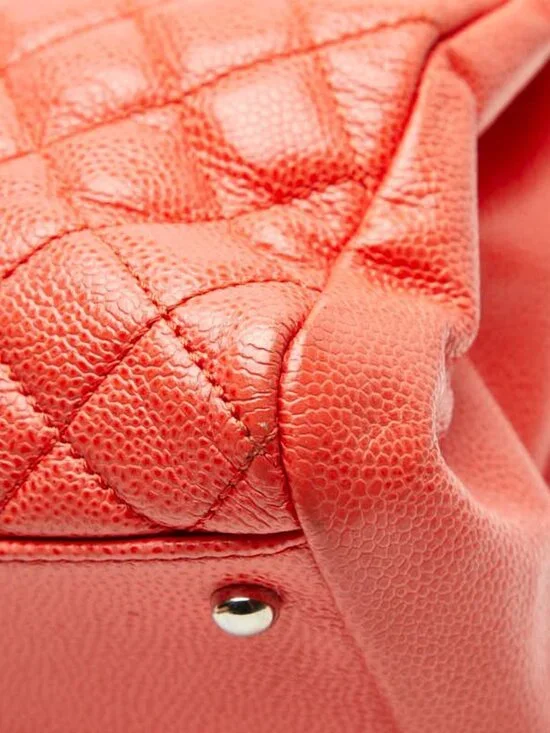 Chanel Quilted Chain Shoulder Bag Orange Caviar Leather - Picture 8 of 10